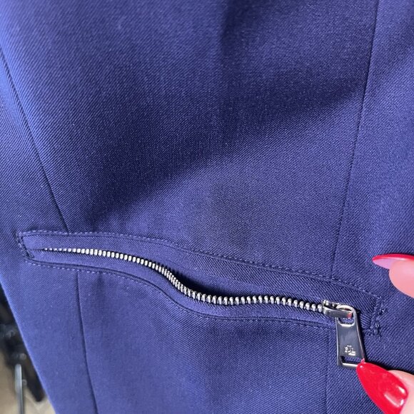 Lauren Ralph Lauren Blazer Jacket Zip Up Twill Navy Blue Career Business Sz 10 - Picture 3 of 9